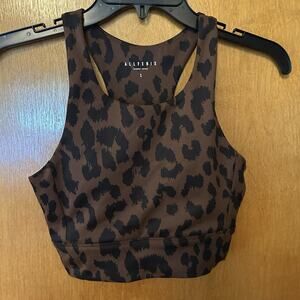 Anthropologie AllFenix Sports Leopard Print Long Bra Brown Black size S